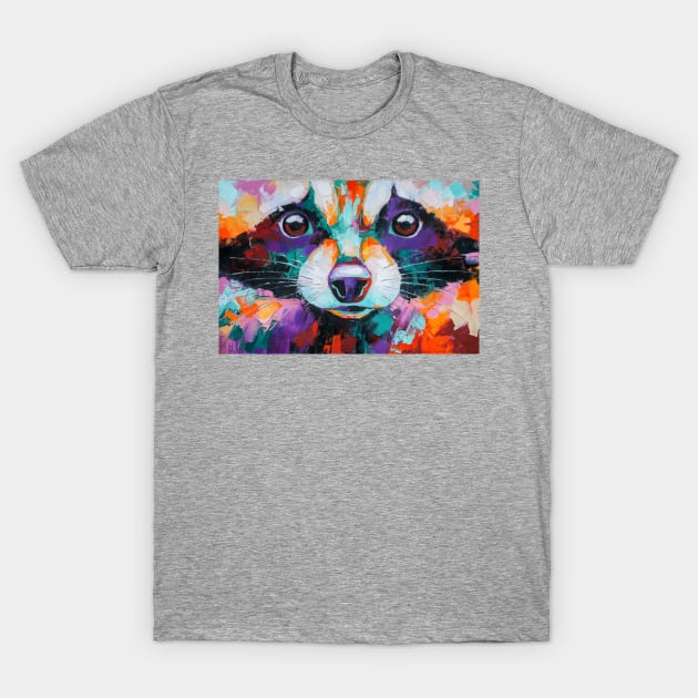 Conceptual abstract painting of a raccoon muzzle. T-Shirt by MariDein